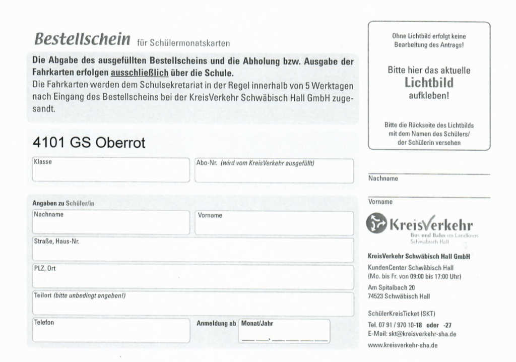 Antrag Busfahrkarte Grundschule GWRS Oberrot